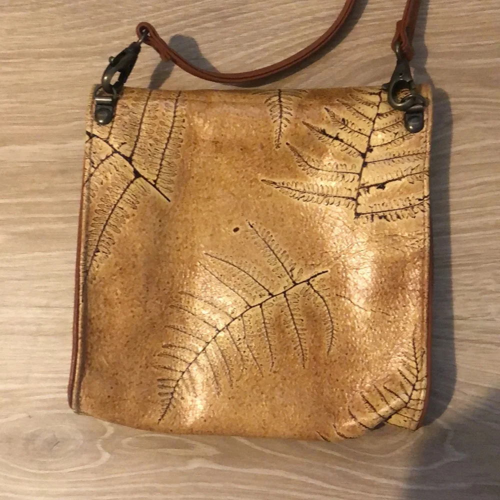 Genuine Leather Fern Print Crossbody - Picture 3 of 7